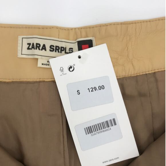 ZARA SRPLS Colorblock Leather Mini Skirt Size L - Picture 5 of 8